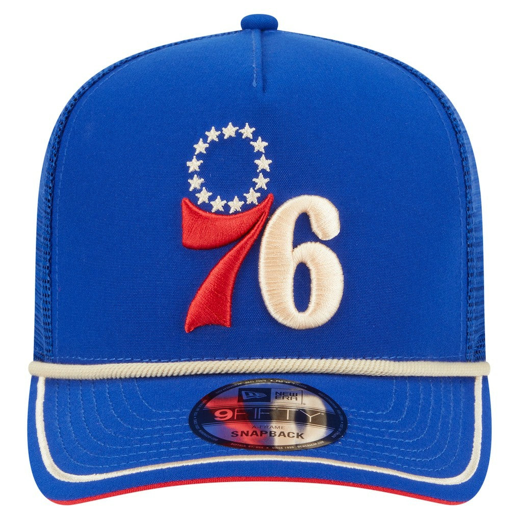 Philadelphia 76ers Vintage Team Rope A-Frame 9FIFTY Snapback Hat - Royal shop