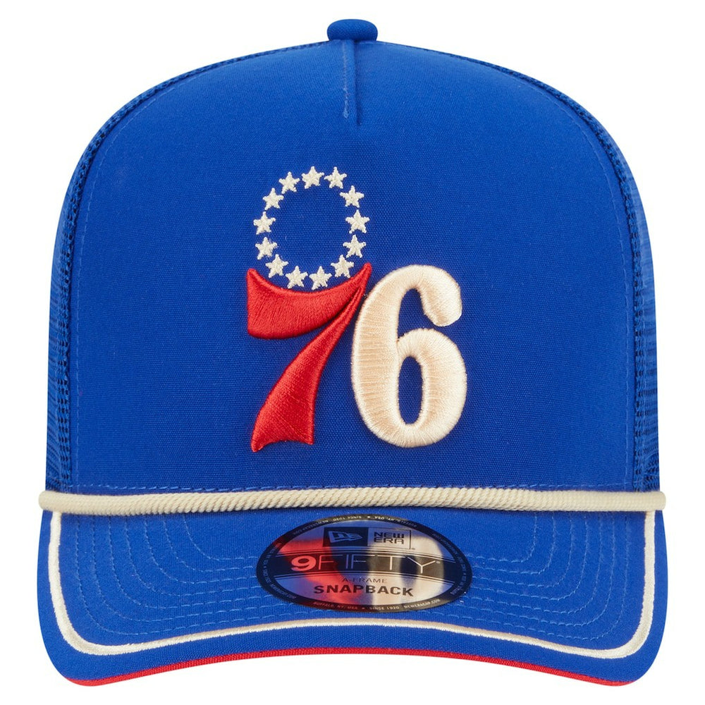 Philadelphia 76ers Vintage Team Rope A-Frame 9FIFTY Snapback Hat - Royal shop