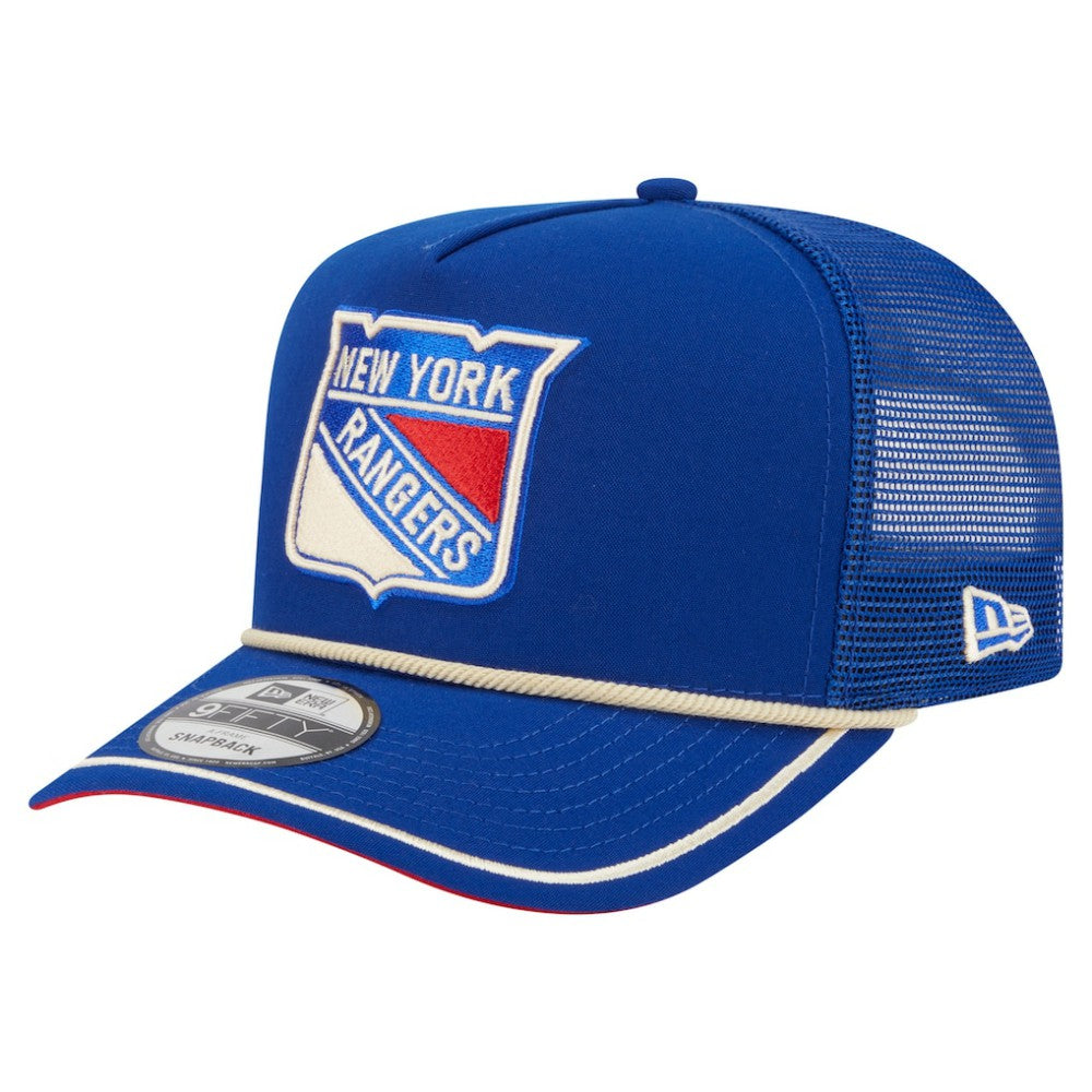 New York Rangers New Era Vintage Team Rope A-Frame 9FIFTY Snapback Hat - Blue Hats