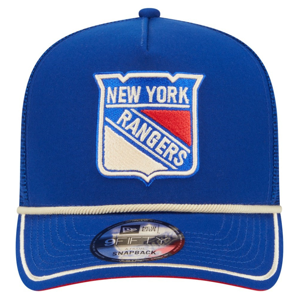 New York Rangers New Era Vintage Team Rope A-Frame 9FIFTY Snapback Hat - Blue Hats