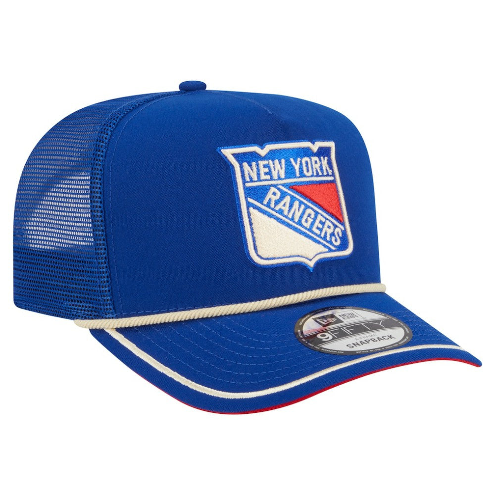 New York Rangers New Era Vintage Team Rope A-Frame 9FIFTY Snapback Hat - Blue Hats