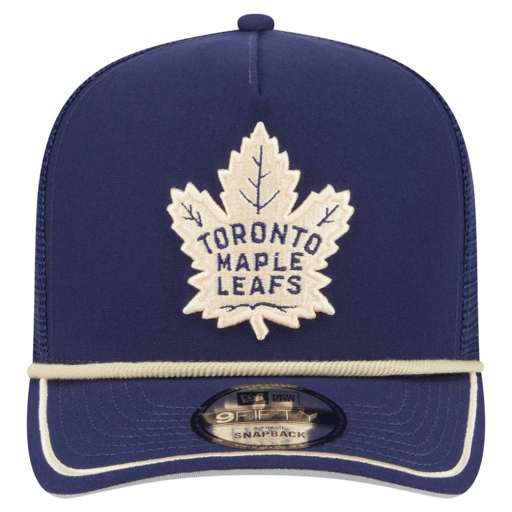 Toronto Maple Leafs New Era Vintage Team Rope A-Frame 9FIFTY Snapback Hat - Blue Hats