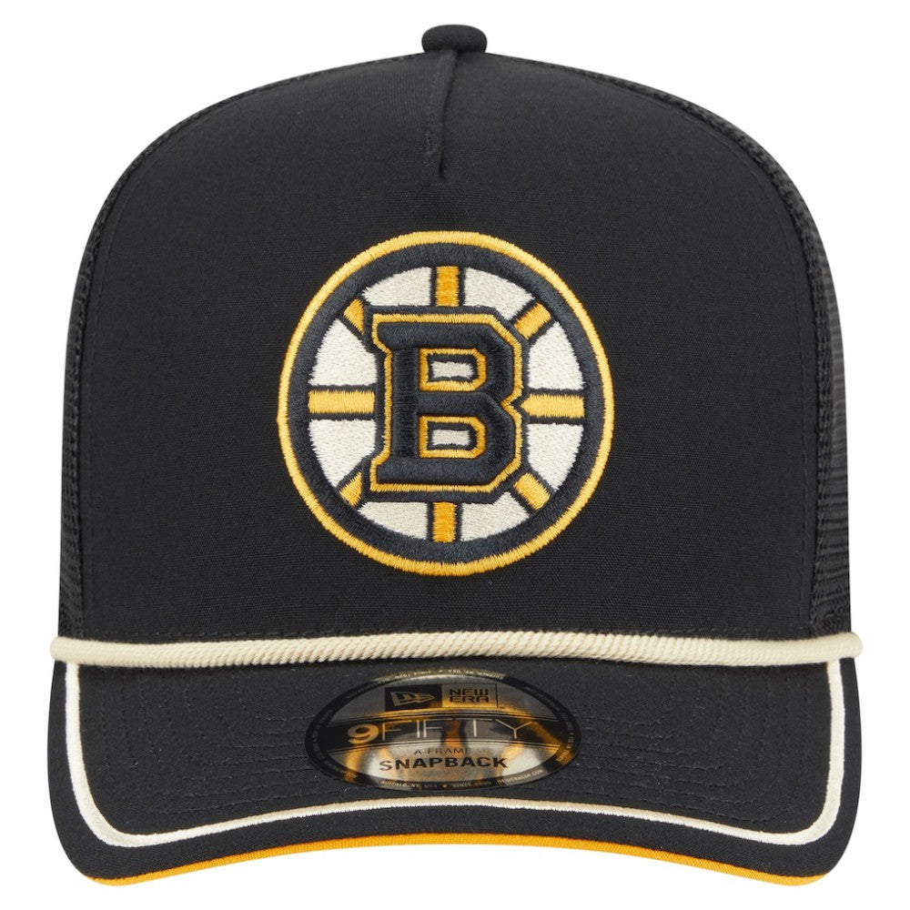 Boston Bruins New Era Vintage Team Rope A-Frame 9FIFTY Snapback Hat - Black Hats