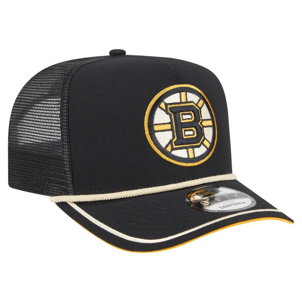 Boston Bruins New Era Vintage Team Rope A-Frame 9FIFTY Snapback Hat - Black Hats