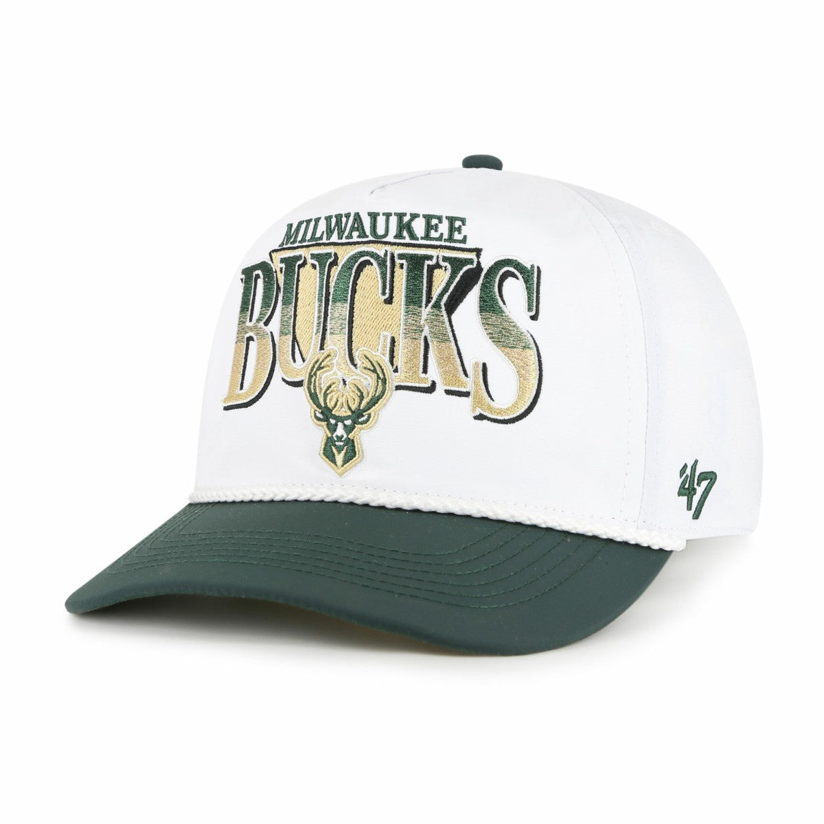 Milwaukee Bucks '47 Tribute Two-Tone Hitch Adjustable Hat - White/Hunter Green shop