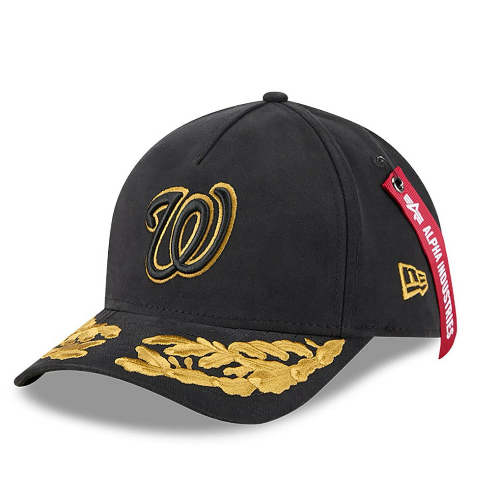 Washington Nationals x Alpha Industries A-Frame 9FORTY Adjustable Hat Black