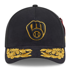 Milwaukee Brewers x Alpha Industries A-Frame 9FORTY Adjustable Hat Black