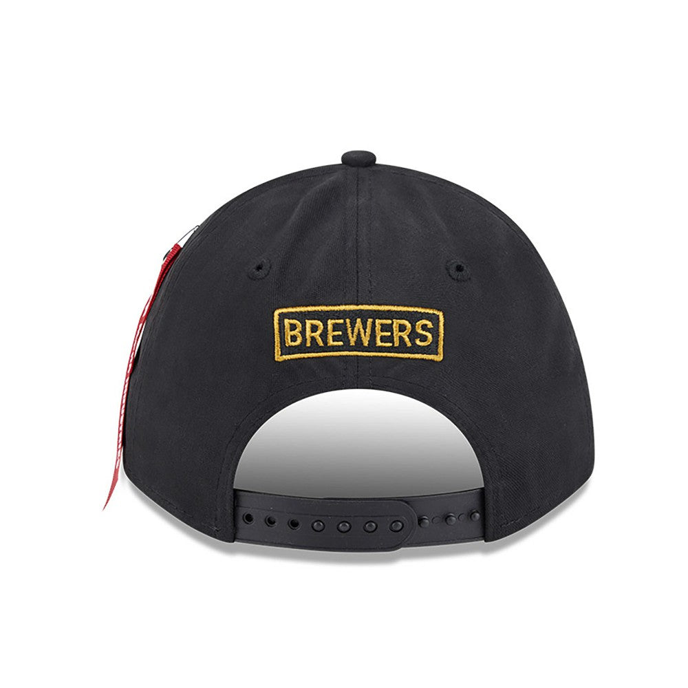 Milwaukee Brewers x Alpha Industries A-Frame 9FORTY Adjustable Hat Black