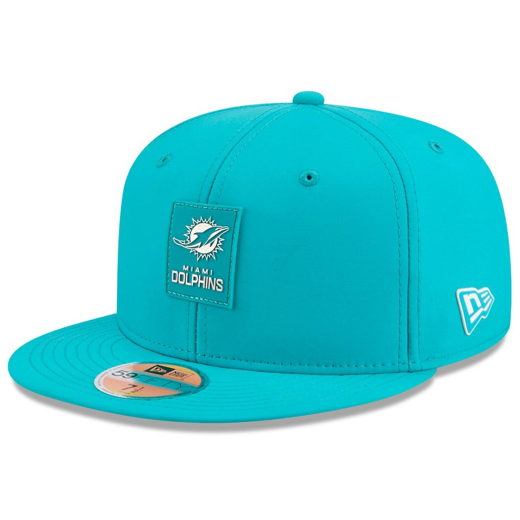 Miami Dolphins New Era 2025 Sideline 59FIFTY Fitted Hat - Aqua on sale