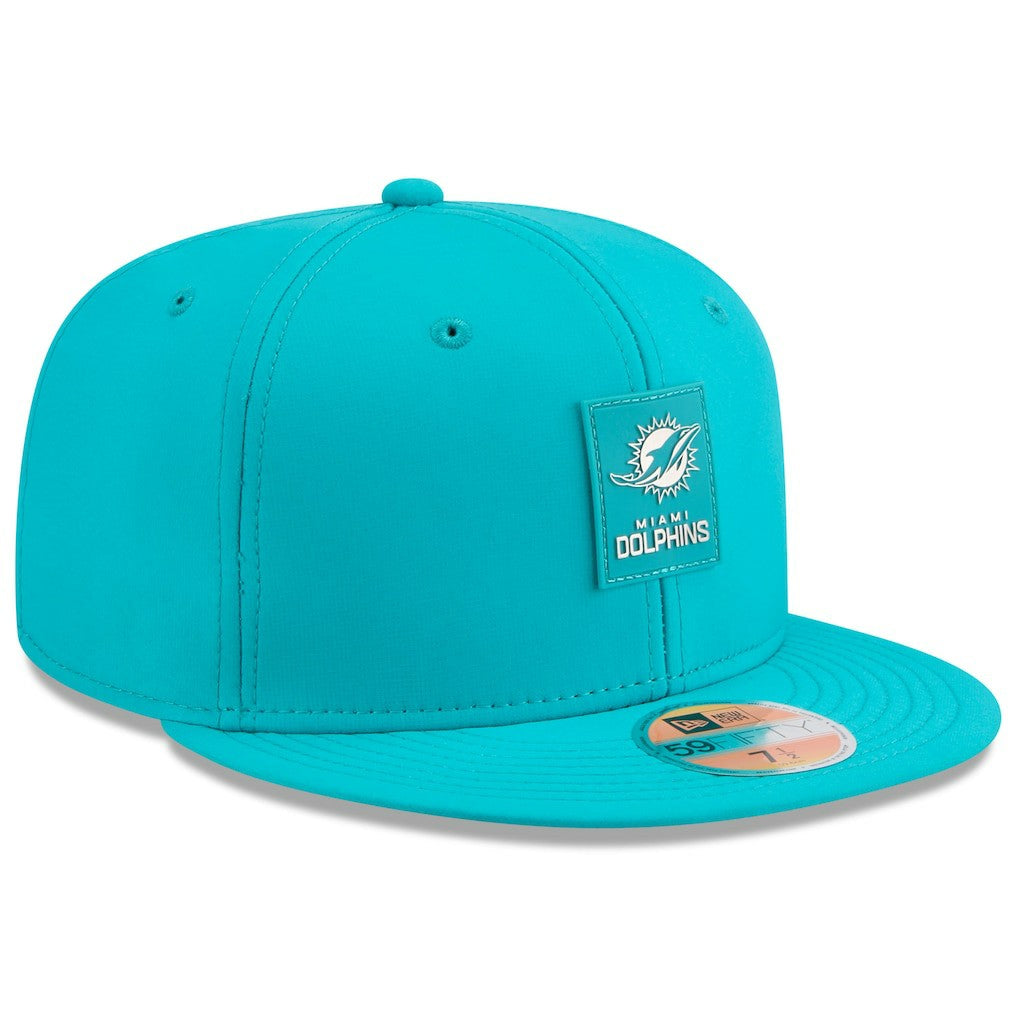 Miami Dolphins New Era 2025 Sideline 59FIFTY Fitted Hat - Aqua on sale