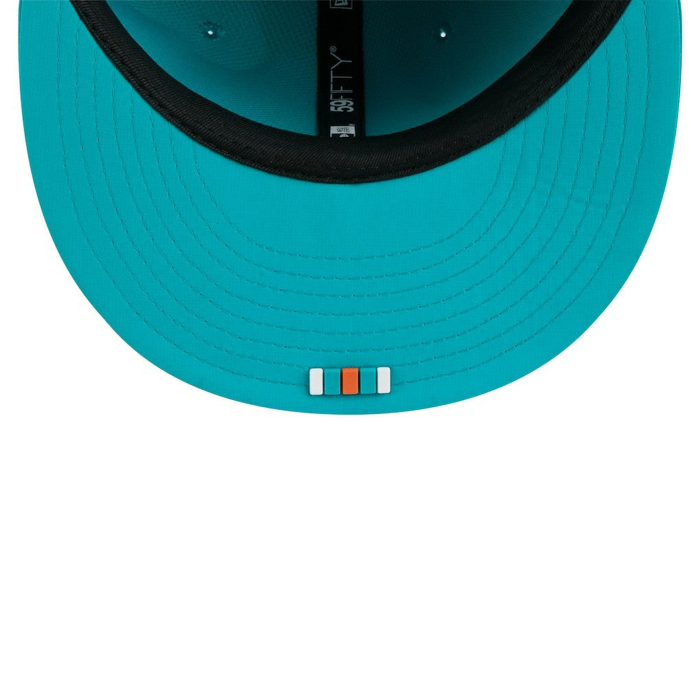 Miami Dolphins New Era 2025 Sideline 59FIFTY Fitted Hat - Aqua on sale