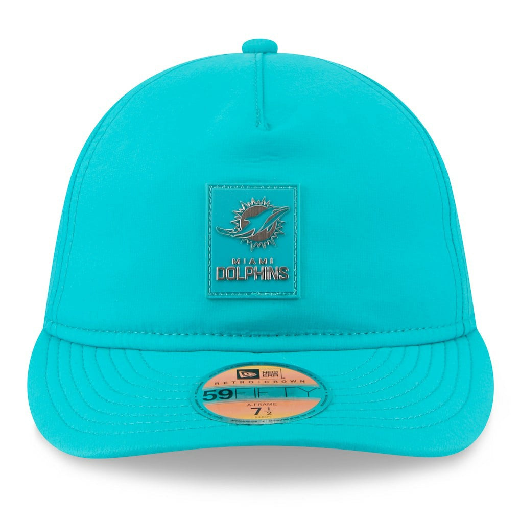 Miami Dolphins New Era 2025 Sideline Retro Crown 59FIFTY Fitted Hat - Aqua cheap
