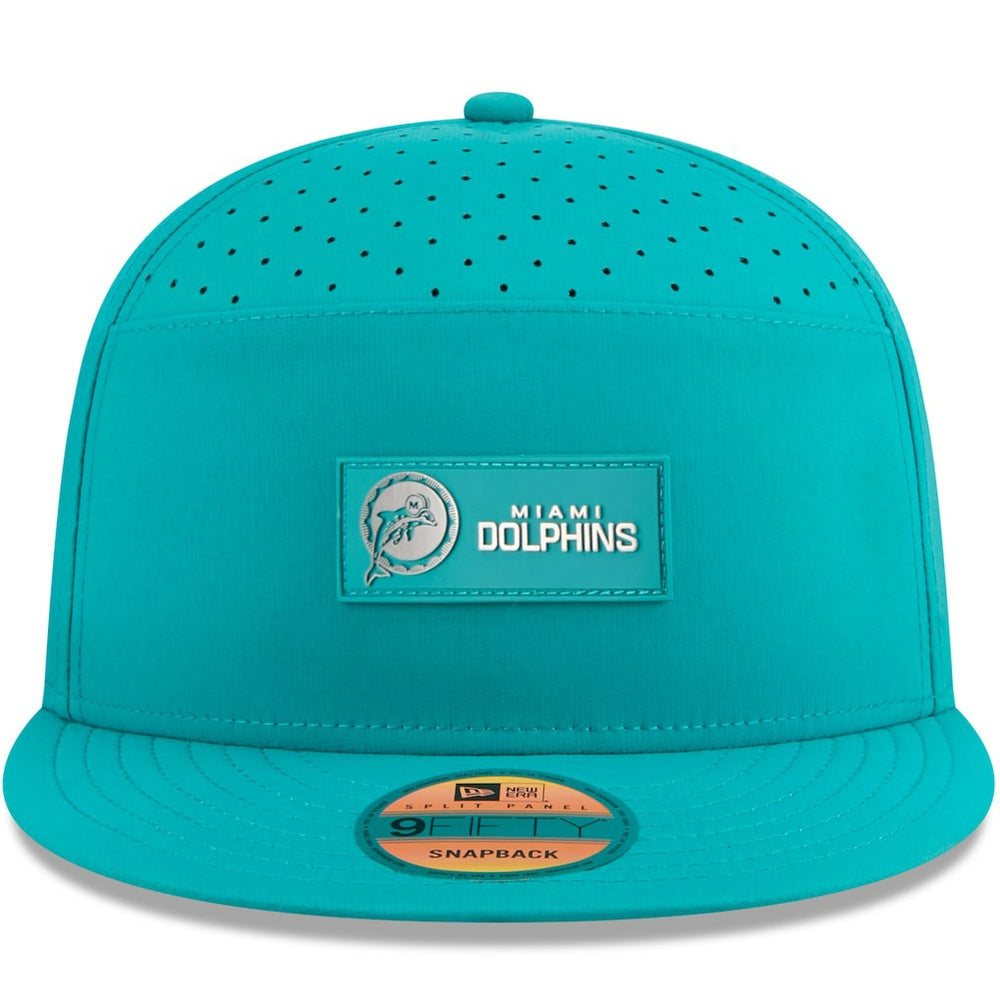 Miami Dolphins New Era 2025 Sideline Throwback Split Panel 9FIFTY Snapback Hat - Aqua discount