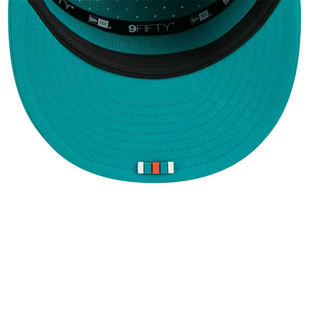 Miami Dolphins New Era 2025 Sideline Throwback Split Panel 9FIFTY Snapback Hat - Aqua discount