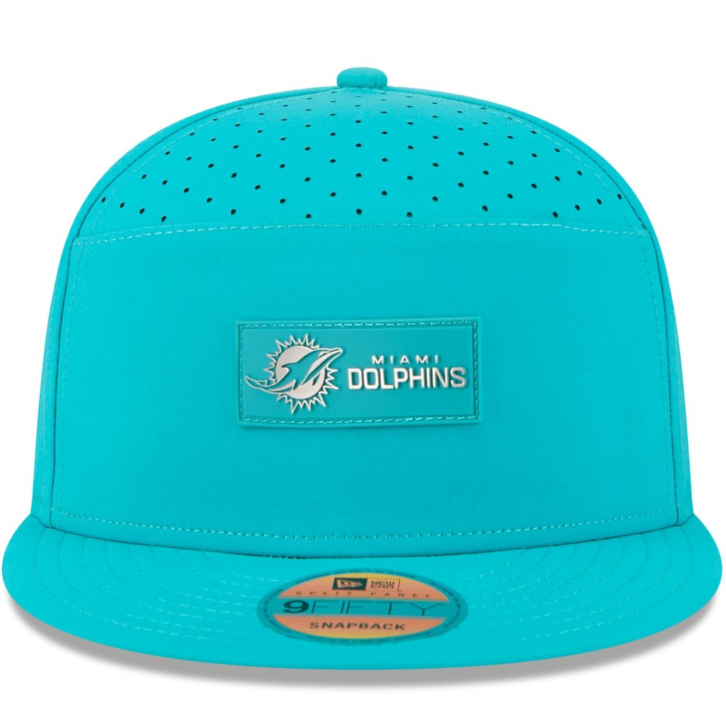 Miami Dolphins New Era 2025 Sideline Split Panel 9FIFTY Snapback Hat - Aqua cheap