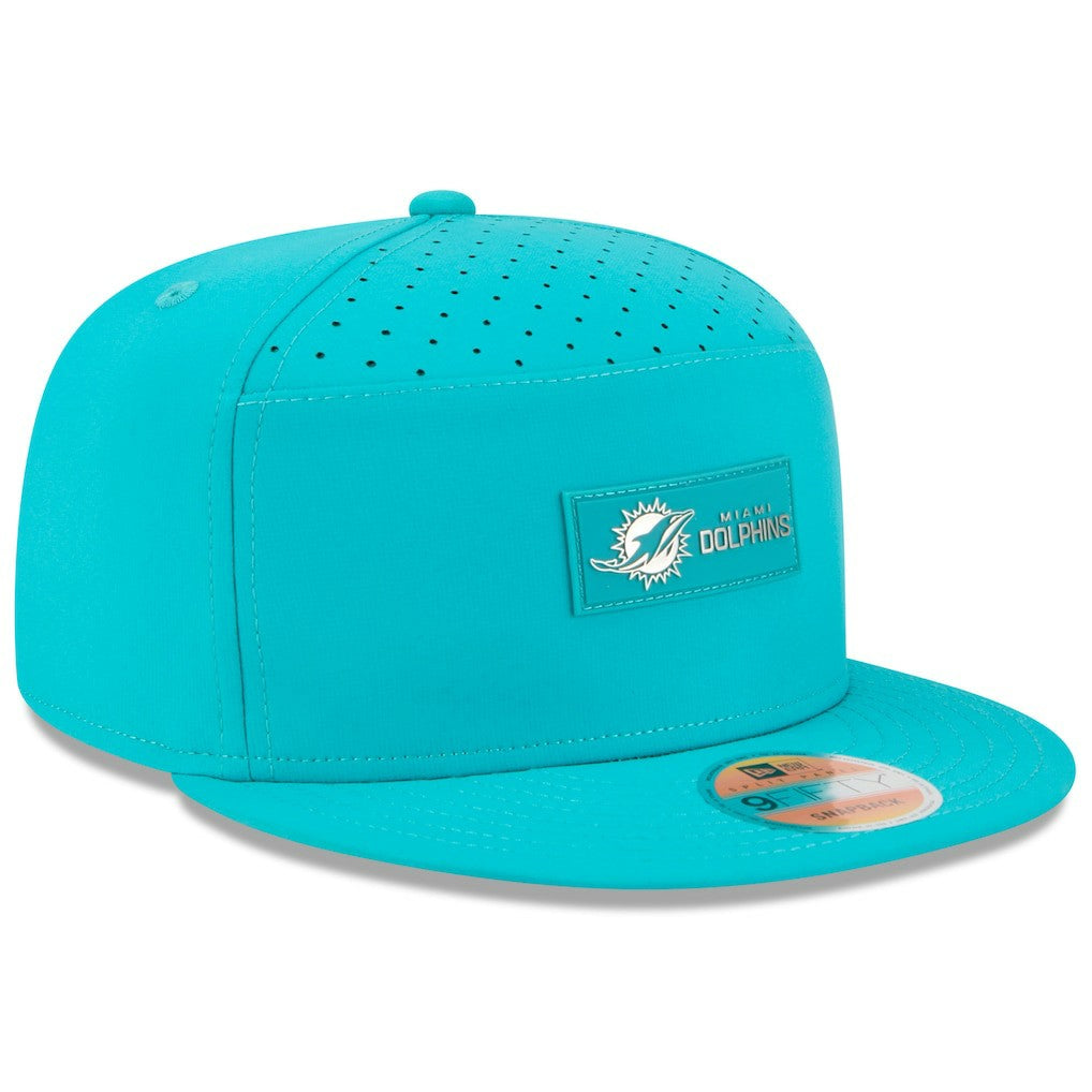 Miami Dolphins New Era 2025 Sideline Split Panel 9FIFTY Snapback Hat - Aqua cheap