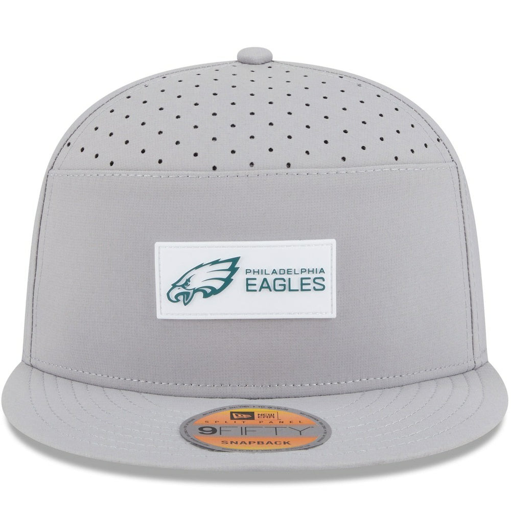 Philadelphia Eagles New Era 2025 Sideline Split Panel 9FIFTY Snapback Hat - Gray on sale
