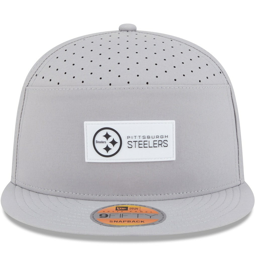 Pittsburgh Steelers New Era 2025 Sideline Split Panel 9FIFTY Snapback Hat - Gray discount