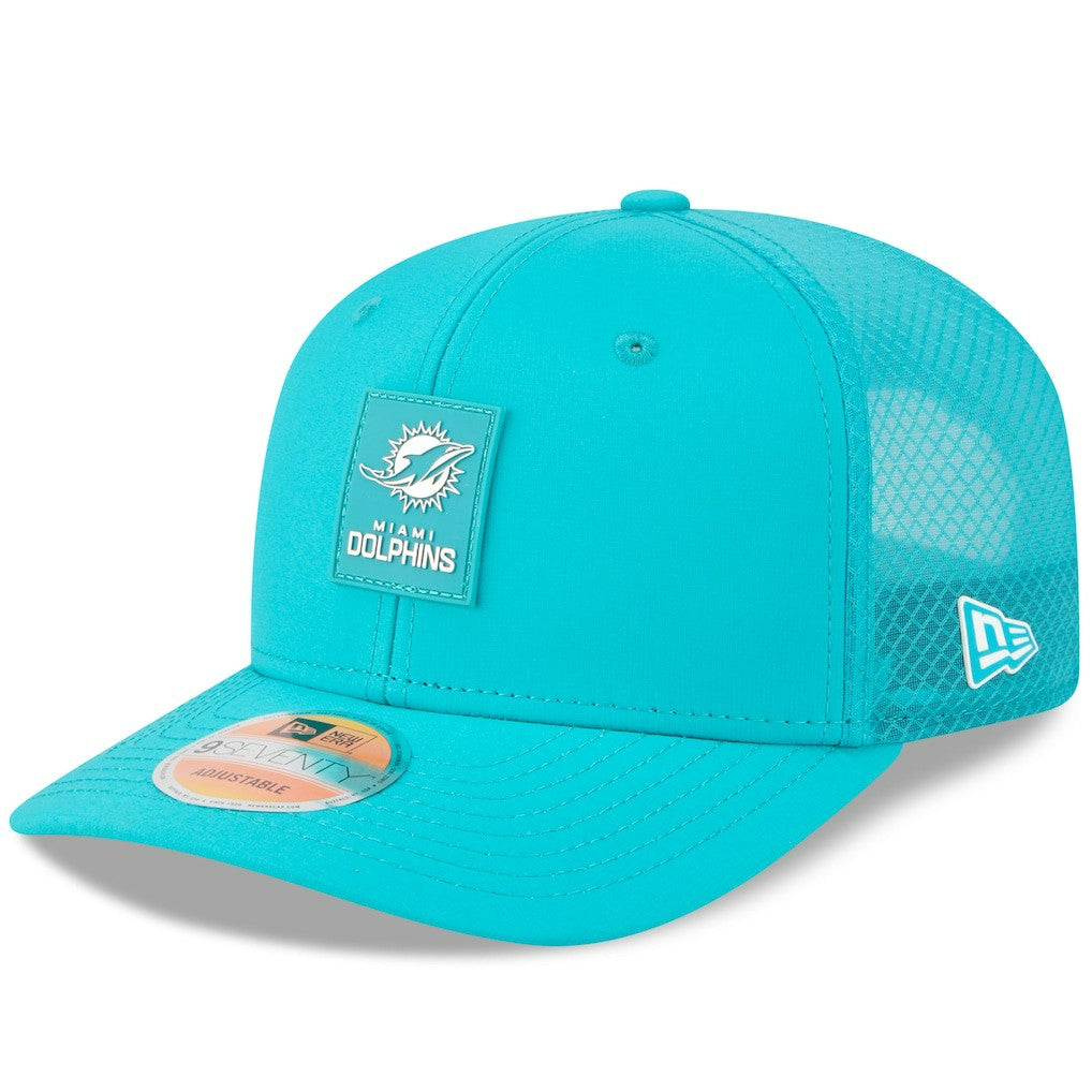 Miami Dolphins New Era 2025 Sideline 9SEVENTY Trucker Adjustable Hat - Aqua discount