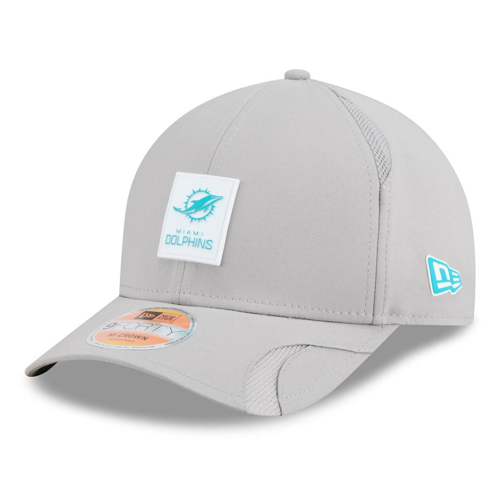 Miami Dolphins New Era 2025 Sideline M-Crown 9FORTY Adjustable Hat - Gray discount
