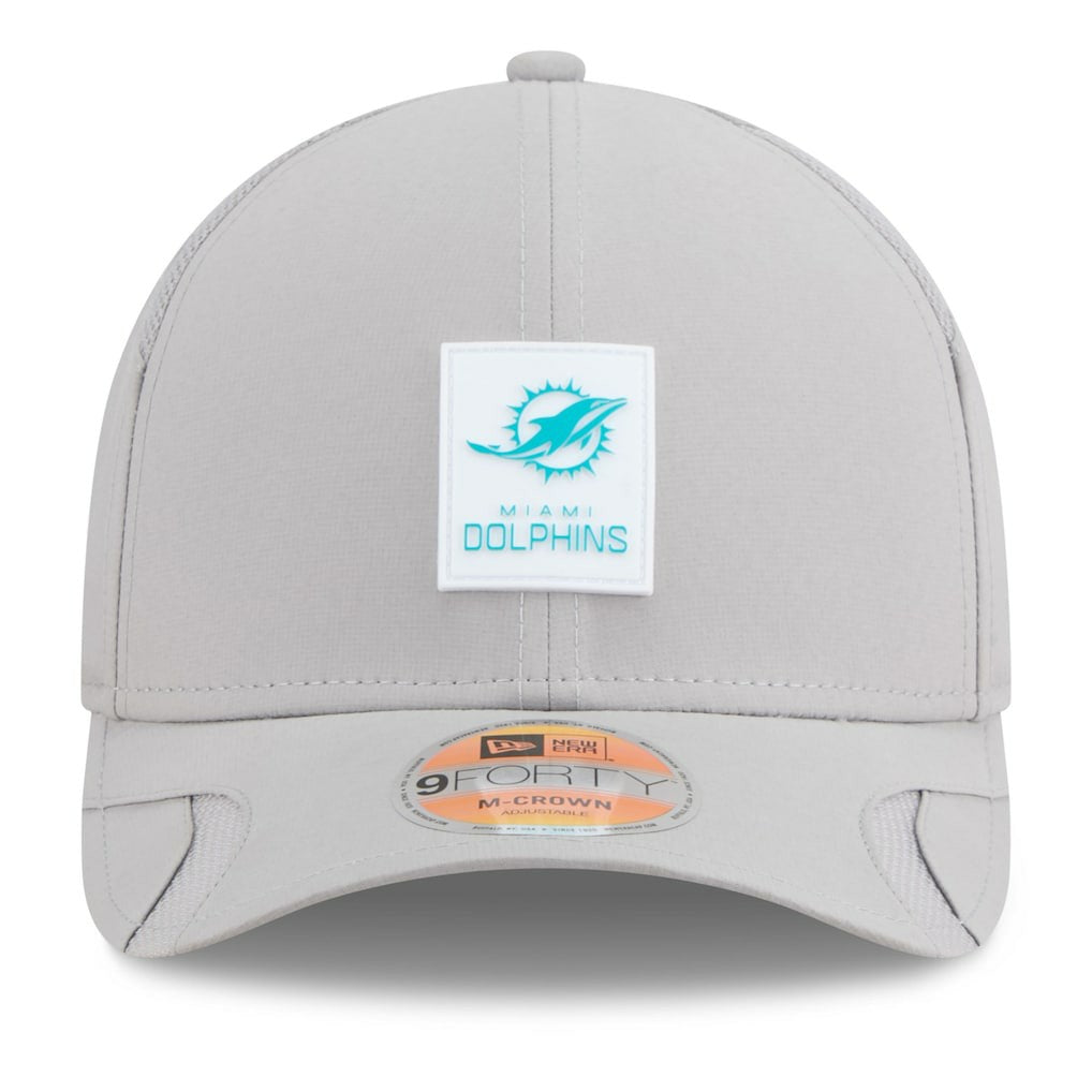 Miami Dolphins New Era 2025 Sideline M-Crown 9FORTY Adjustable Hat - Gray discount