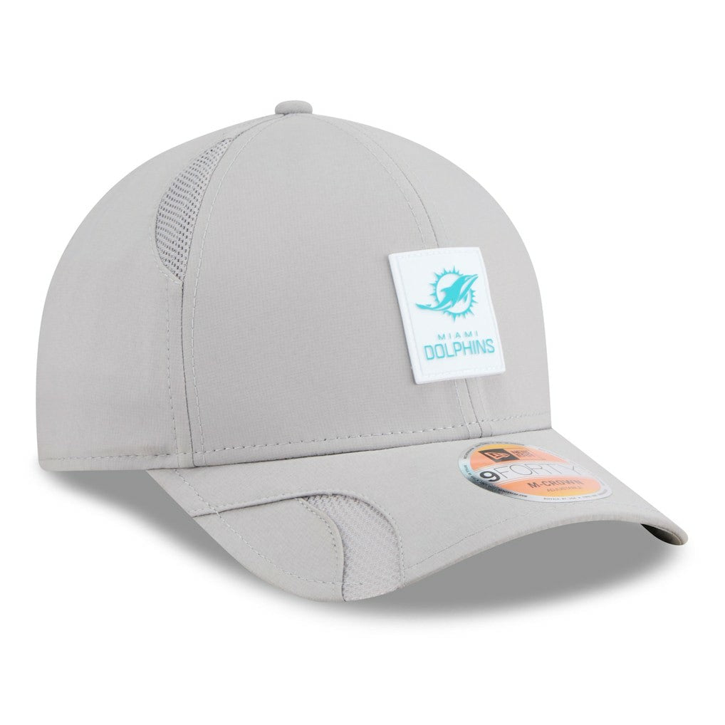 Miami Dolphins New Era 2025 Sideline M-Crown 9FORTY Adjustable Hat - Gray discount