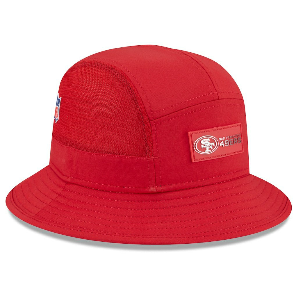 San Francisco 49ers New Era 2025 Sideline Bucket Hat - Scarlet discount