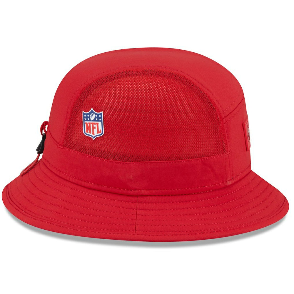 San Francisco 49ers New Era 2025 Sideline Bucket Hat - Scarlet discount