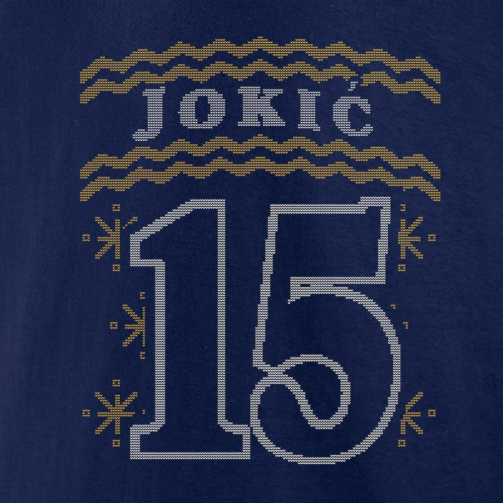 Nikola Jokic Denver Nuggets Ugly Sweater Name & Number T-Shirt sale - Navy for sale