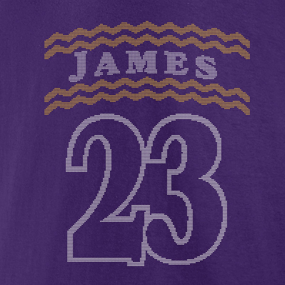 LeBron James Los Angeles Lakers Ugly Sweater Name & Number T-Shirt - Purple shop