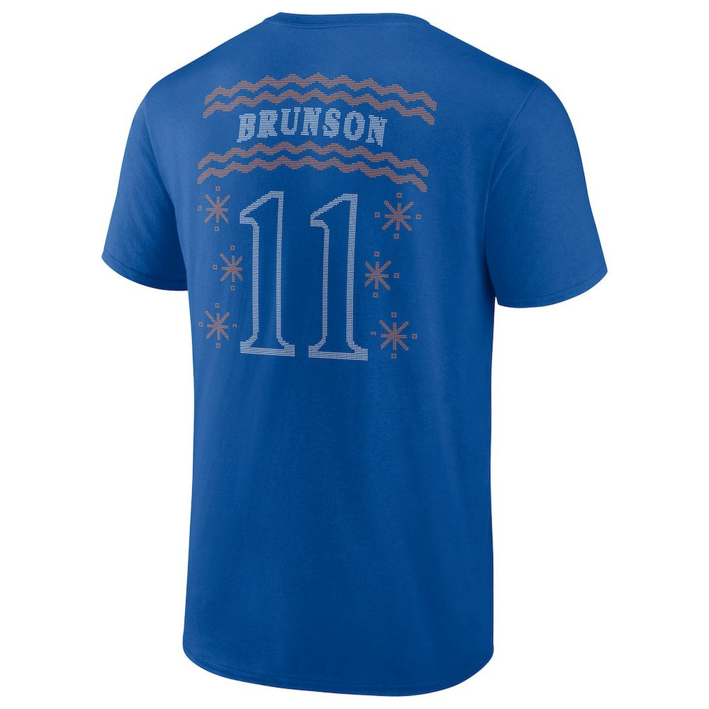 Jalen Brunson New York Knicks Ugly Sweater Name & Number T-Shirt - Blue outlet