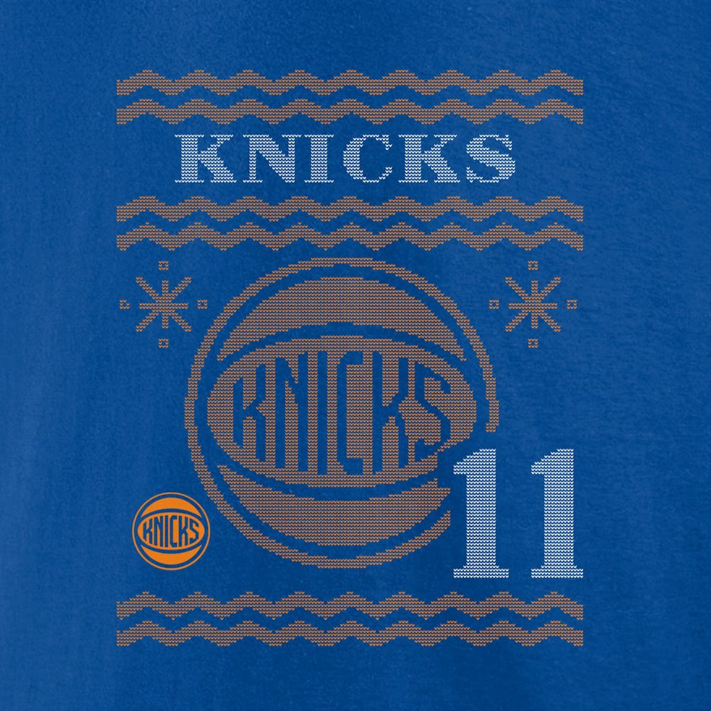Jalen Brunson New York Knicks Ugly Sweater Name & Number T-Shirt - Blue outlet