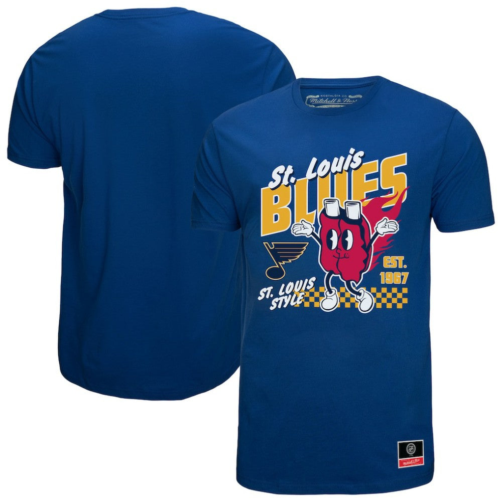 St. Louis Blues Mitchell & Ness Local Food T-Shirt - Blue T-shirts