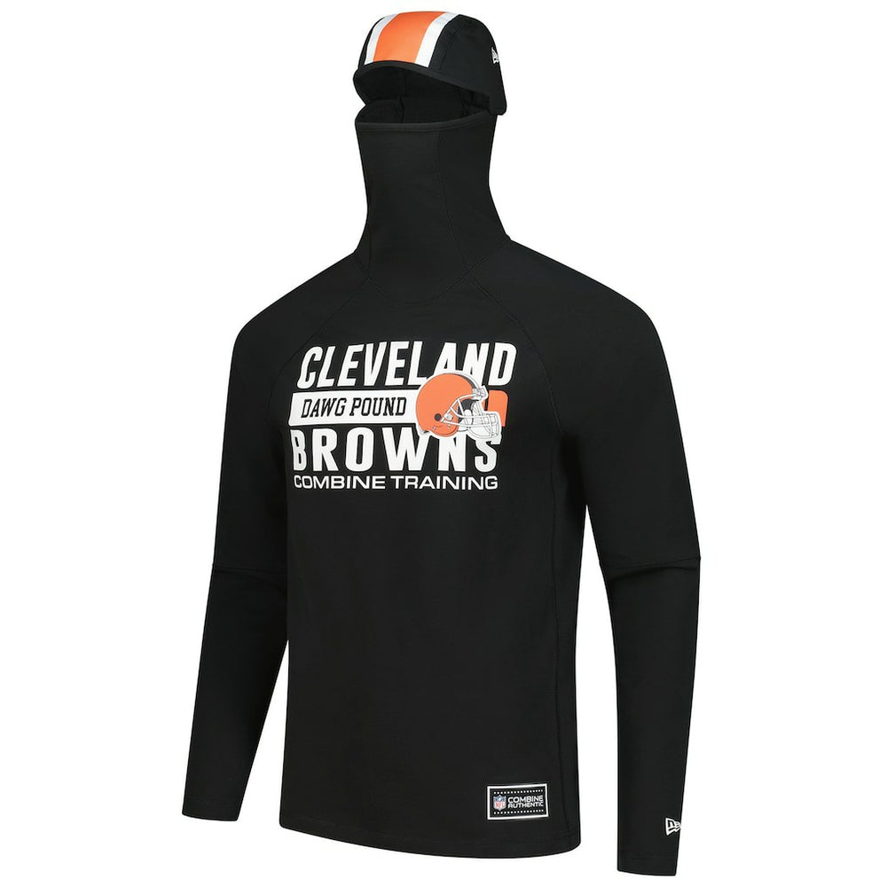Cleveland Browns New Era Functional Fandom Balaclava Helmet Stripe Tri-Blend Hoodie - Black cheap
