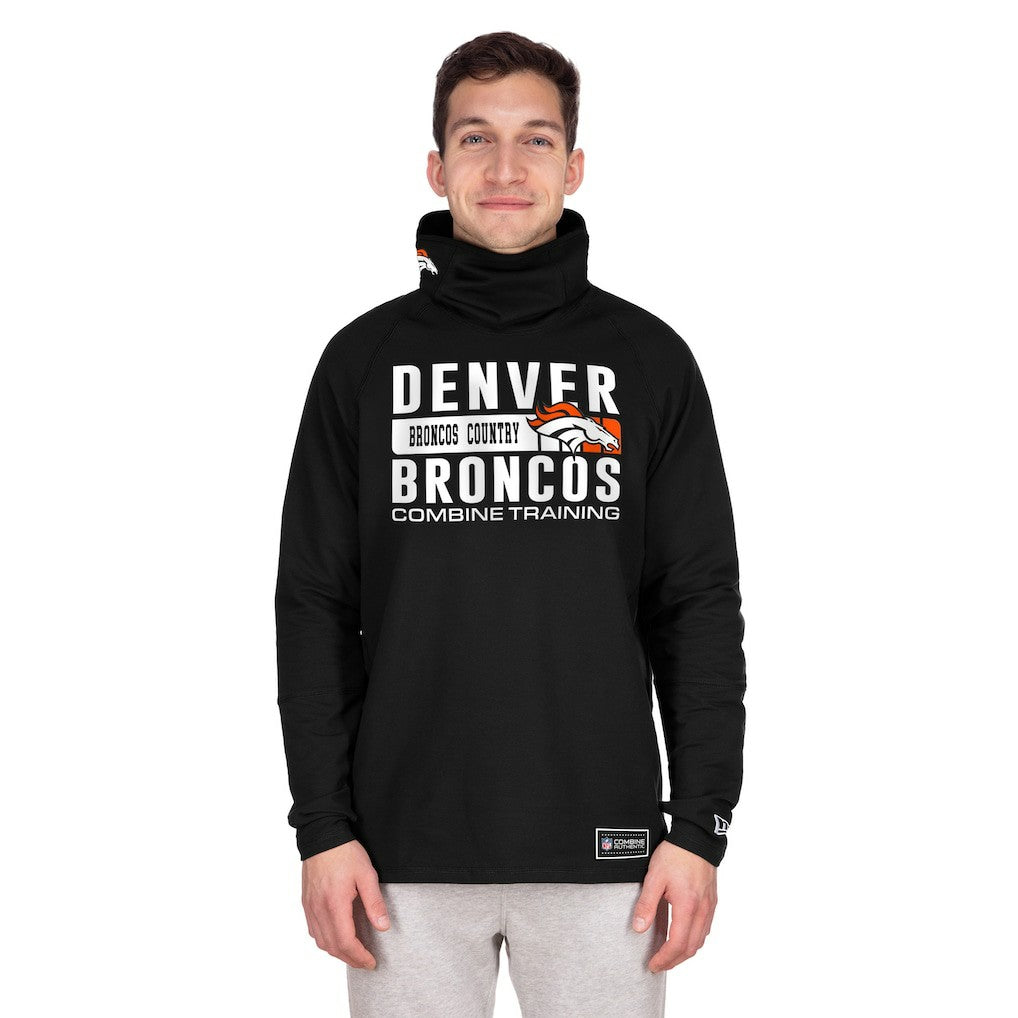 Denver Broncos New Era Functional Fandom Balaclava Helmet Stripe Tri-Blend Hoodie - Black cheap