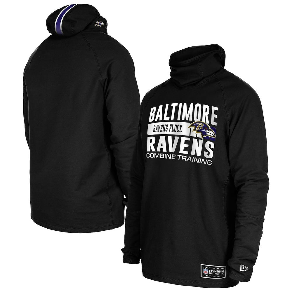 Baltimore Ravens New Era Functional Fandom Balaclava Helmet Stripe Tri-Blend Hoodie - Black discount