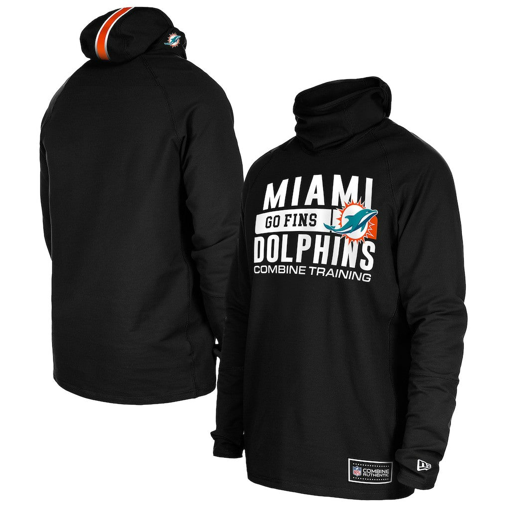 Miami Dolphins New Era Functional Fandom Balaclava Helmet Stripe Tri-Blend Hoodie - Black online