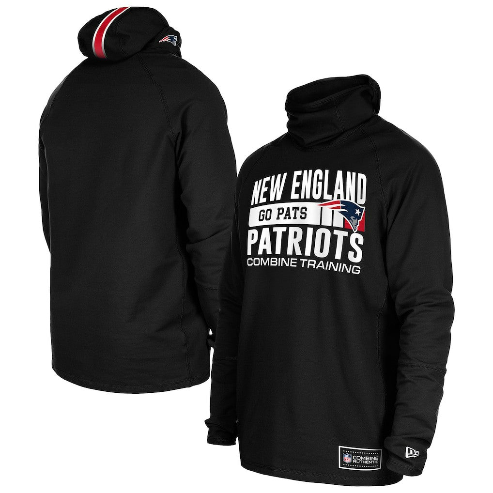 New England Patriots New Era Functional Fandom Balaclava Helmet Stripe Tri-Blend Hoodie - Black cheap