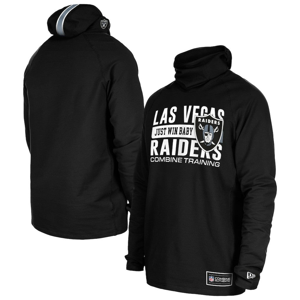 Las Vegas Raiders New Era Functional Fandom Balaclava Helmet Stripe Tri-Blend Hoodie - Black outlet