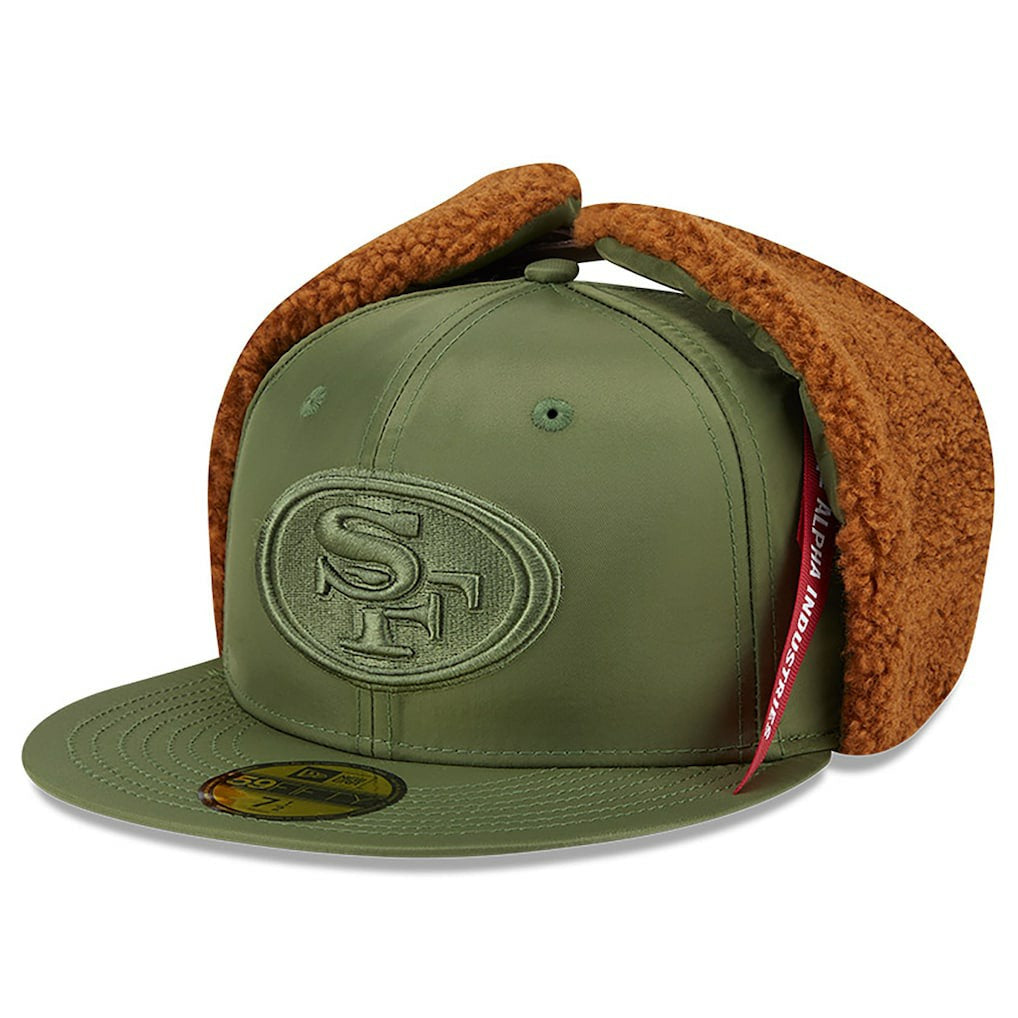 San Francisco 49ers New Era x Alpha Industries Dog Ears 59FIFTY Fitted Hat - Olive discount