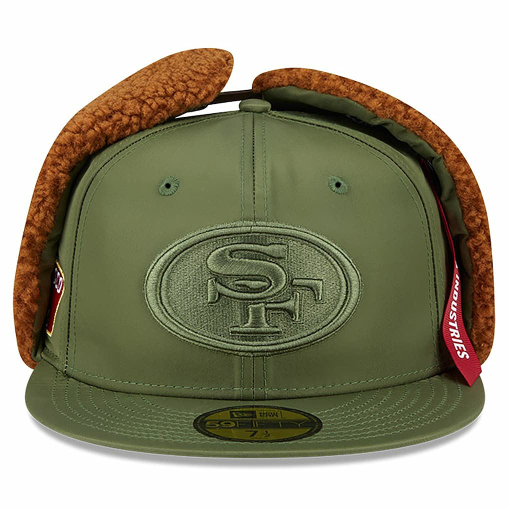San Francisco 49ers New Era x Alpha Industries Dog Ears 59FIFTY Fitted Hat - Olive discount