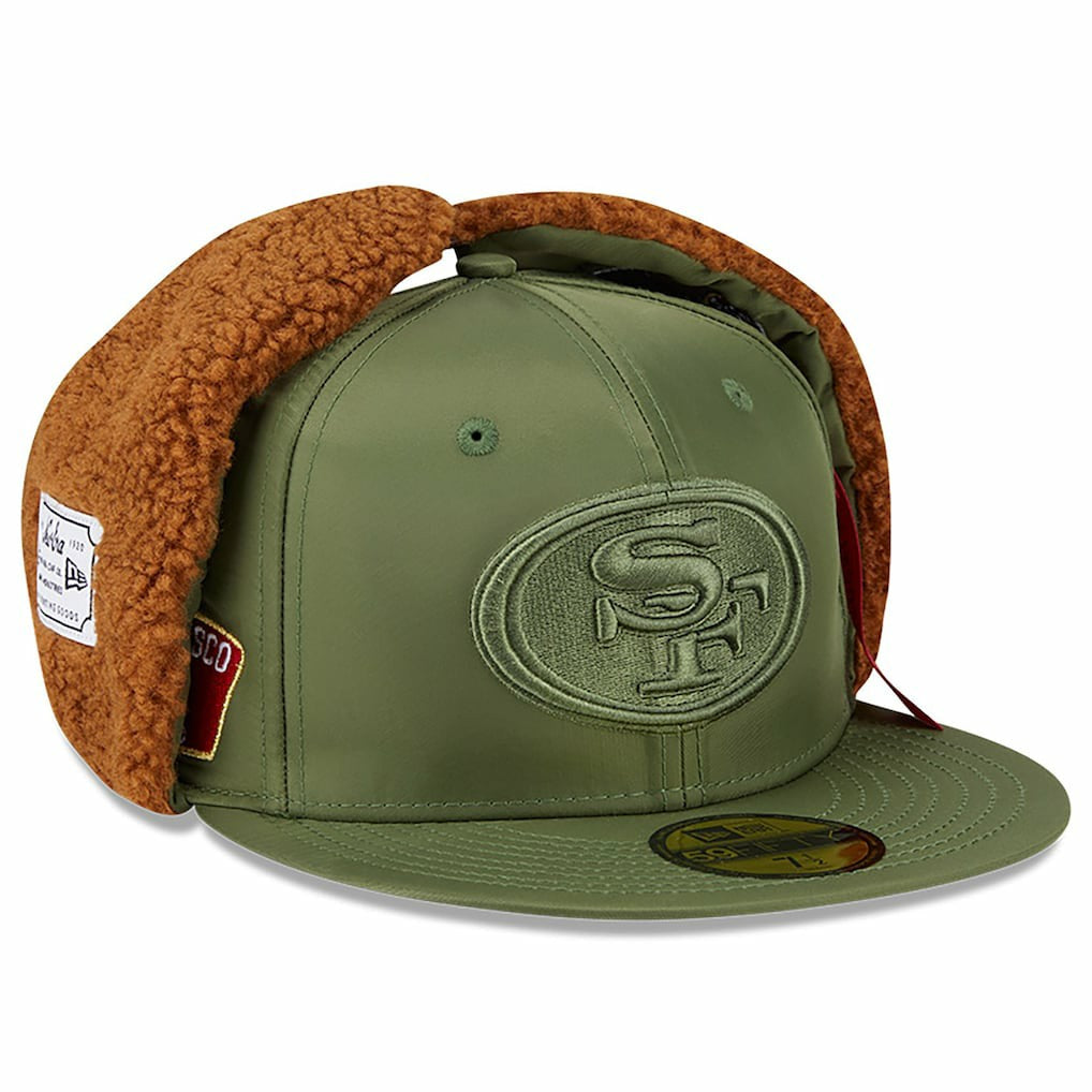 San Francisco 49ers New Era x Alpha Industries Dog Ears 59FIFTY Fitted Hat - Olive discount