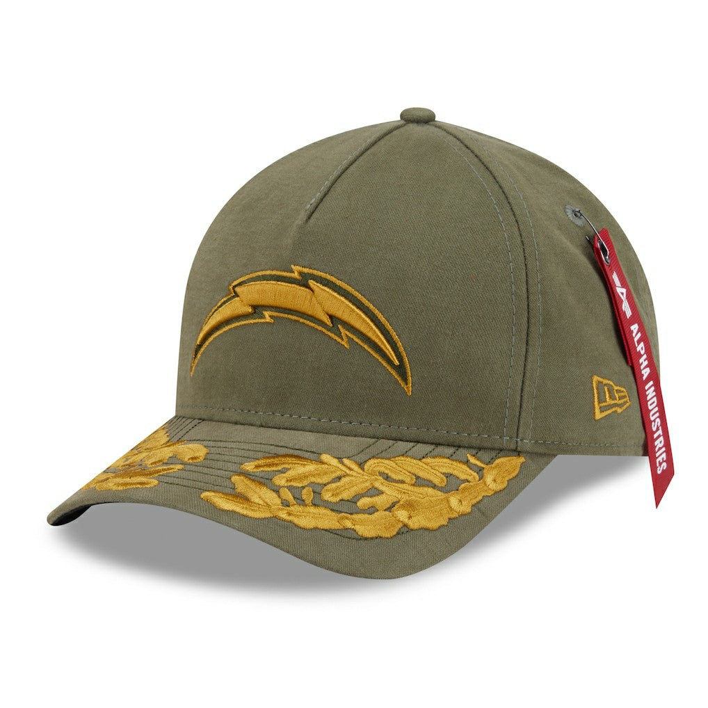 Los Angeles Chargers New Era x Alpha Industries A-Frame 9FORTY Adjustable Hat - Olive discount