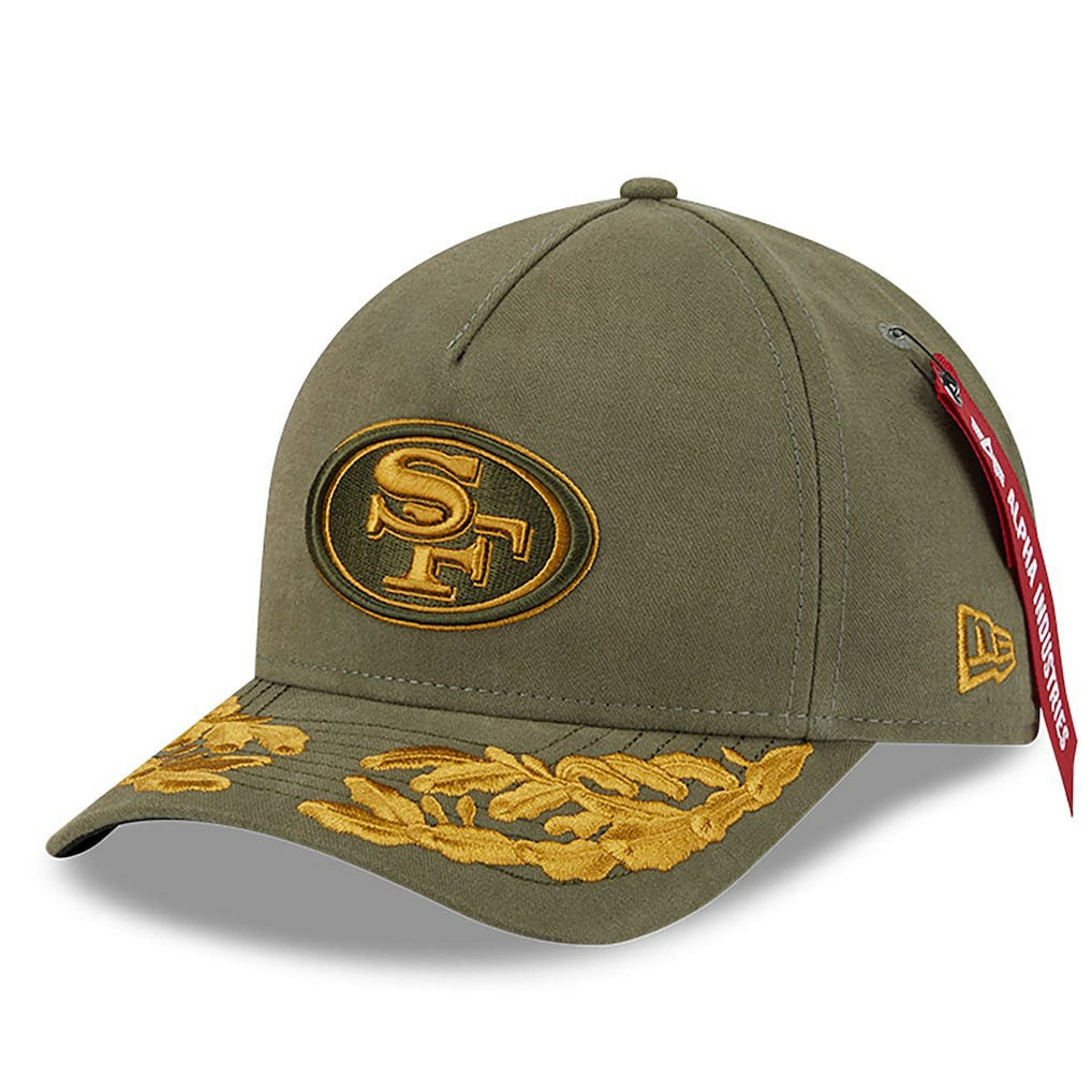 San Francisco 49ers New Era x Alpha Industries A-Frame 9FORTY Adjustable Hat - Olive on sale