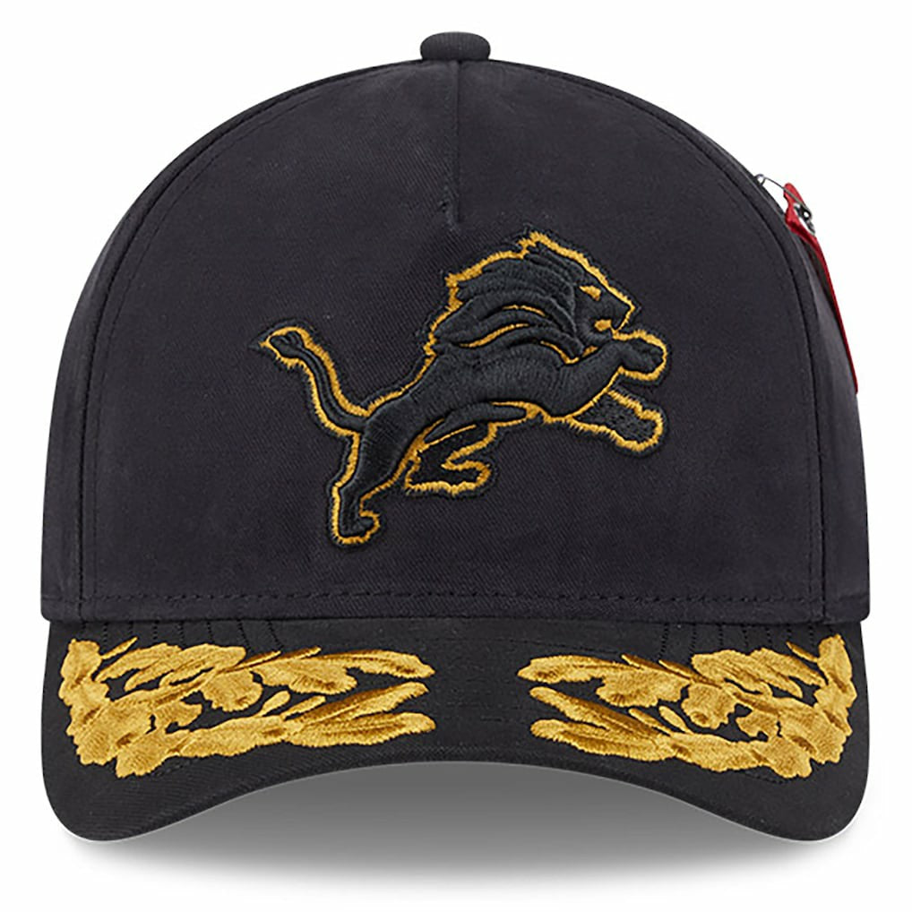 Detroit Lions New Era x Alpha Industries A-Frame 9FORTY Adjustable Hat - Black on sale
