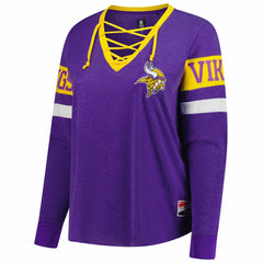 Minnesota Vikings New Era Women's Plus Size Throwback Lace-Up Long Sleeve T-Shirt - Purple online