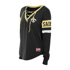New Orleans Saints New Era Women's Plus Size Throwback Lace-Up Long Sleeve T-Shirt - Black online