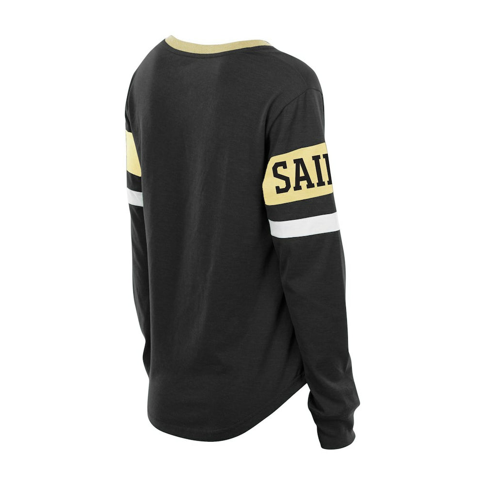 New Orleans Saints New Era Women's Plus Size Throwback Lace-Up Long Sleeve T-Shirt - Black online