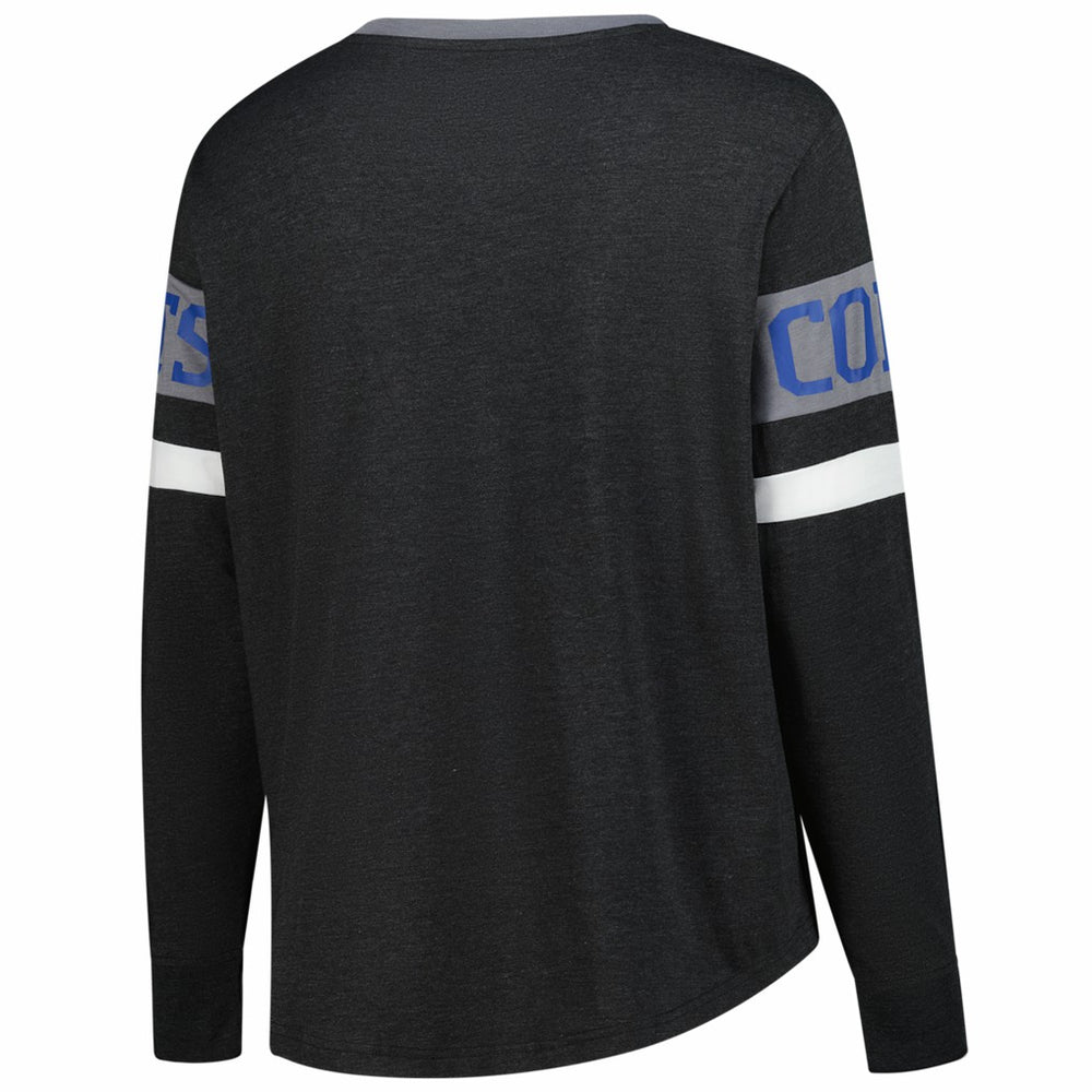Indianapolis Colts New Era Women's Plus Size Throwback Lace-Up Long Sleeve T-Shirt - Black cheap