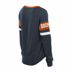 Denver Broncos New Era Women's Plus Size Throwback Lace-Up Long Sleeve T-Shirt - Navy sale